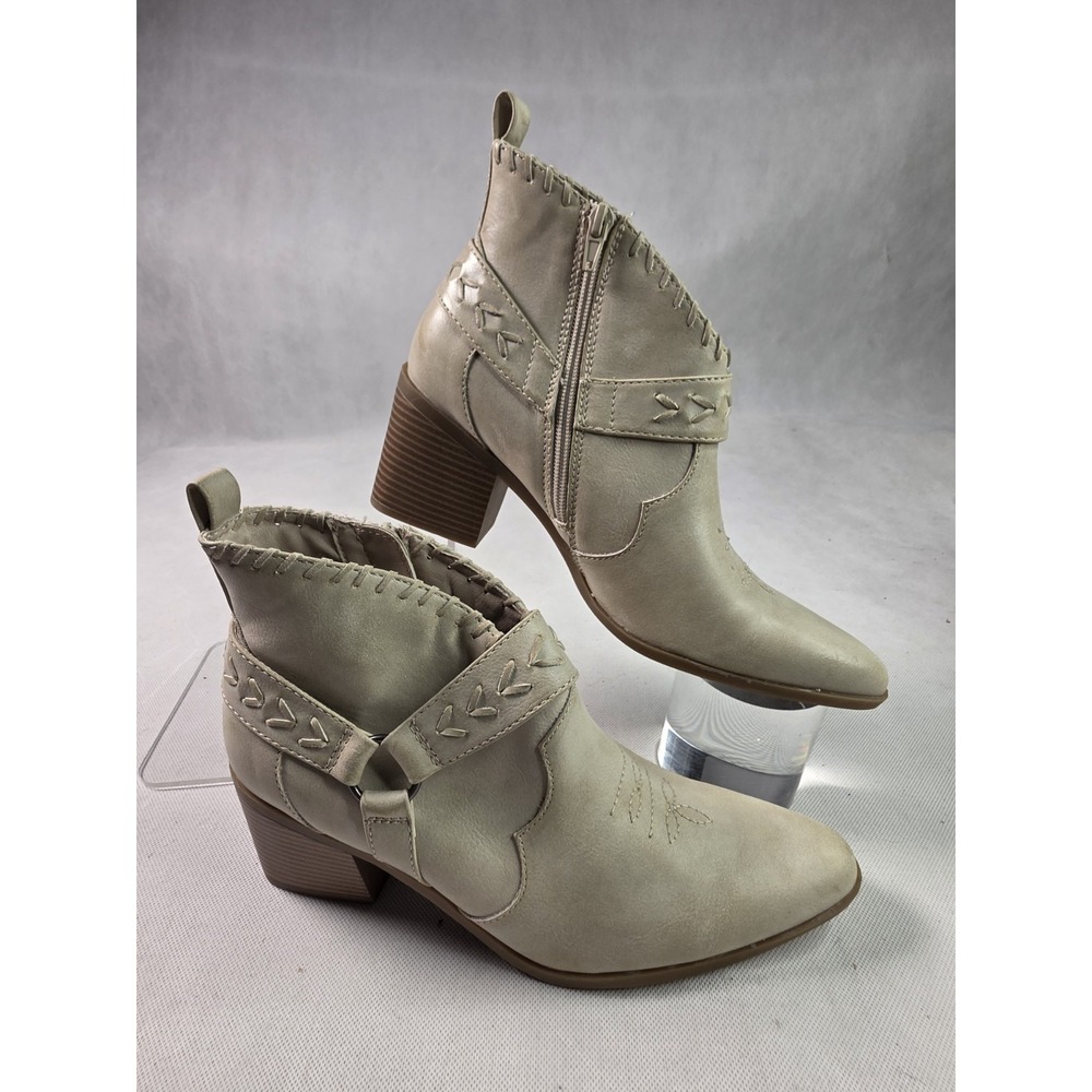 Frye And Co. Palma Stacked Heel Booties Cream/white Women's Size 9 1/2